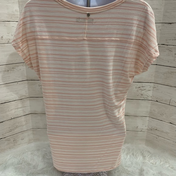 Calvin Klein Peach and Cream Striped T-Shirt Sz M - Picture 2 of 4